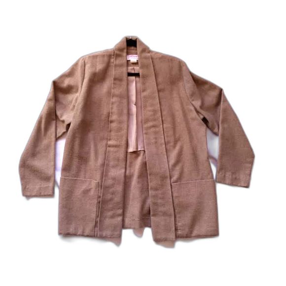 Vintage Graffsport Open Wool Blend Overcoat Tan Small Medium Jacket Vtg - Picture 1 of 9